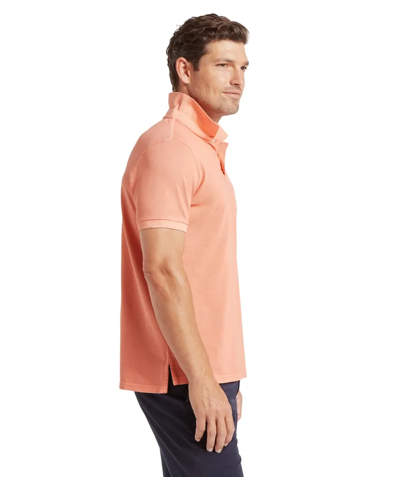 Schoffel St Ives Garment Dyed Polo Shirt - Coral Peach-3