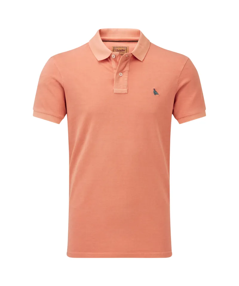 Schoffel St Ives Garment Dyed Polo Shirt - Coral Peach-1