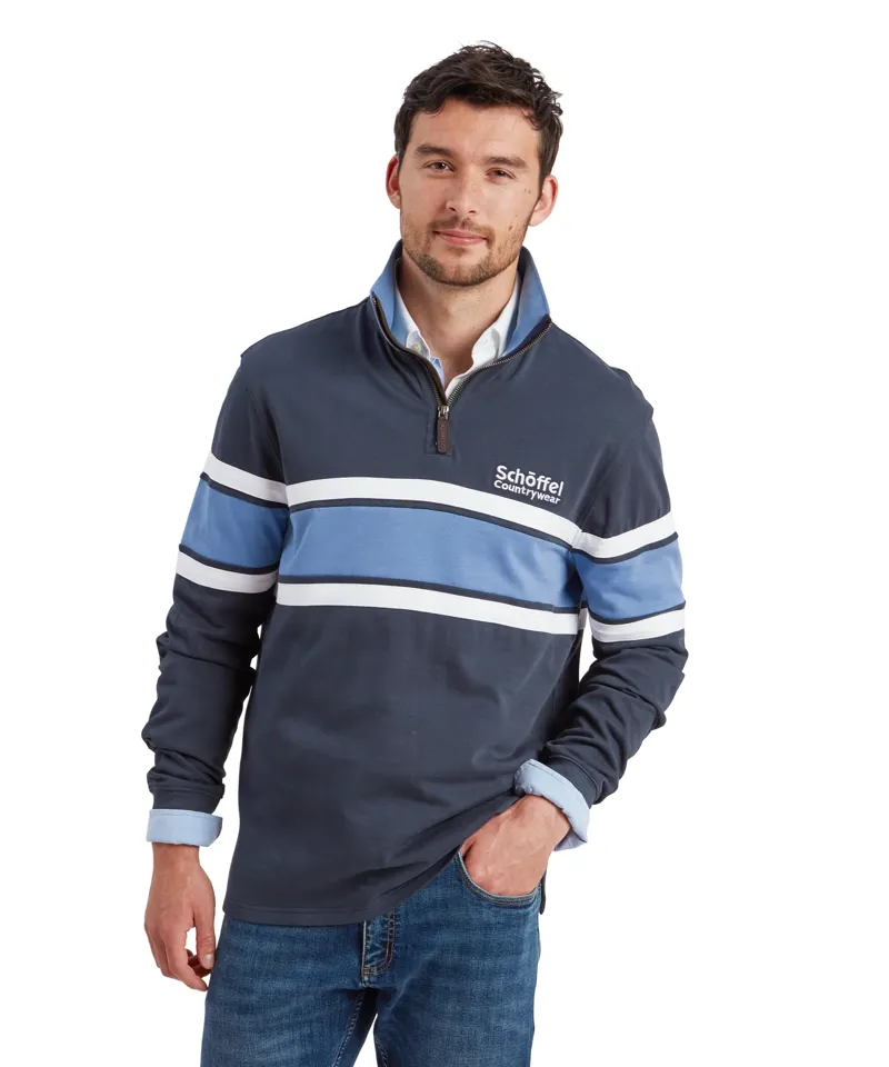Schoffel Exmouth Heritage Quarter Zip - Petrol Blue-1