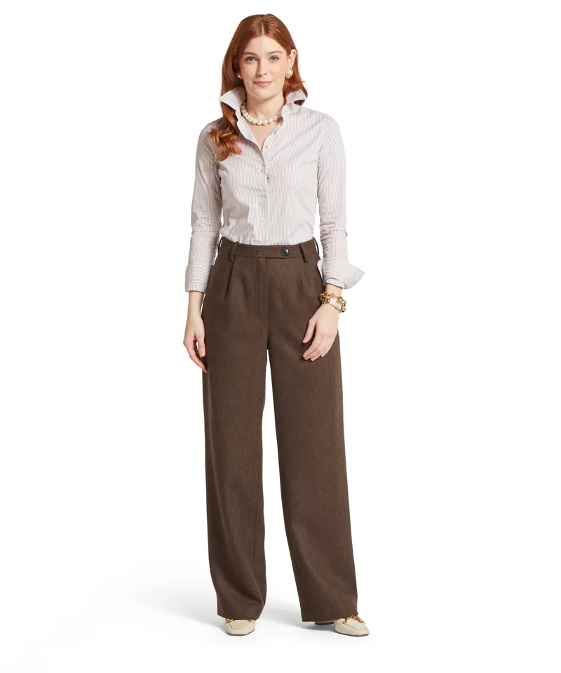 Schoffel Arabella Tweed Trousers - Chocolate Herringbone Tweed