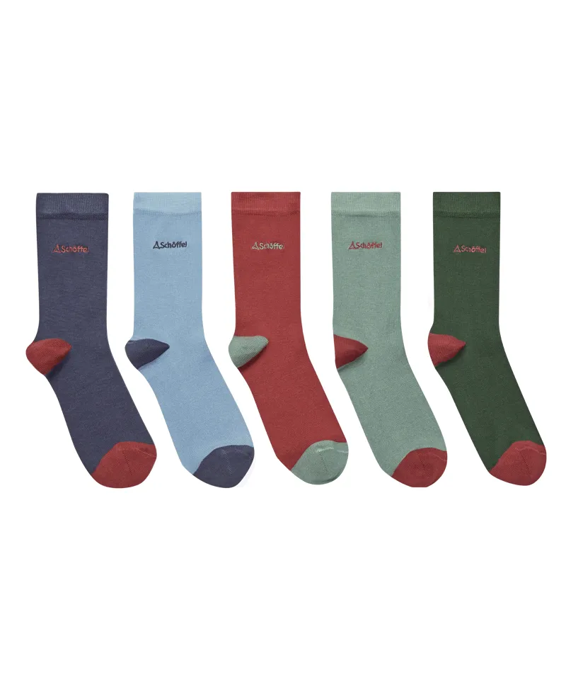 Schoffel Bamboo Socks - Box of 5 - Logo Pink Mix