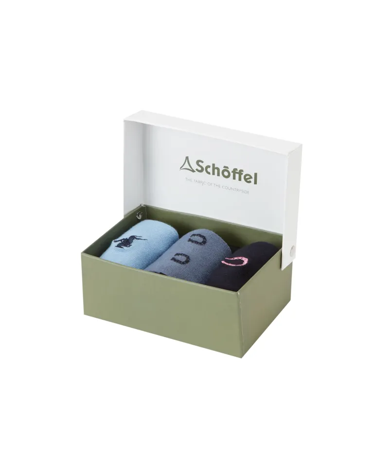 Schoffel Bamboo Socks - Box of 3 - Equestrian Mix-1