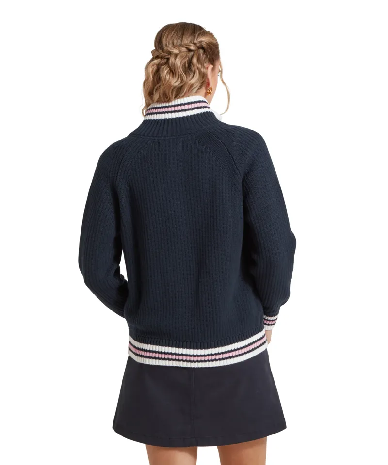 Schoffel Havelet Bay Quarter Zip Jumper - Navy/Blush-4