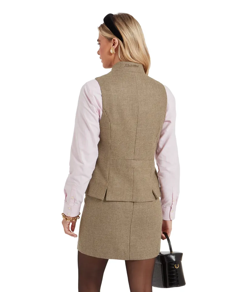 Schoffel Millport Tweed Nehru Waistcoat - Houndstooth Tweed-3