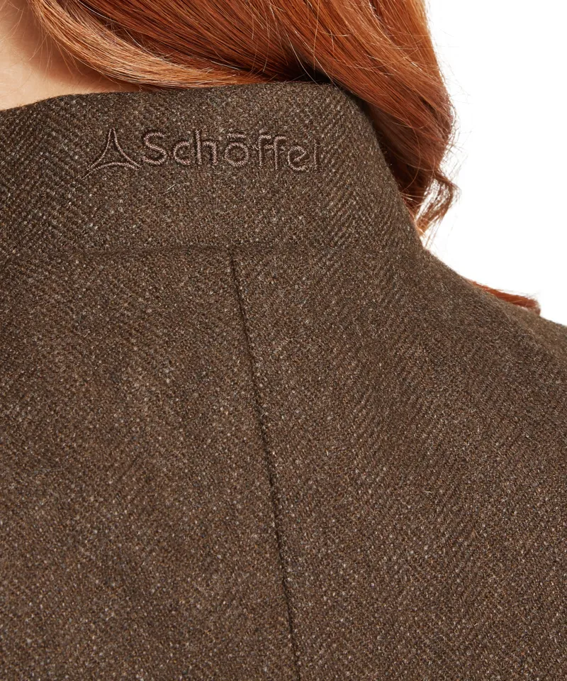 Schoffel Millport Tweed Nehru Waistcoat - Chocolate Herringbone Tweed-4