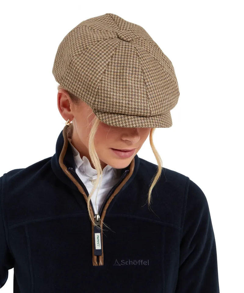 Schoffel Women's Newsboy Tweed Cap - Houndstooth Tweed-1