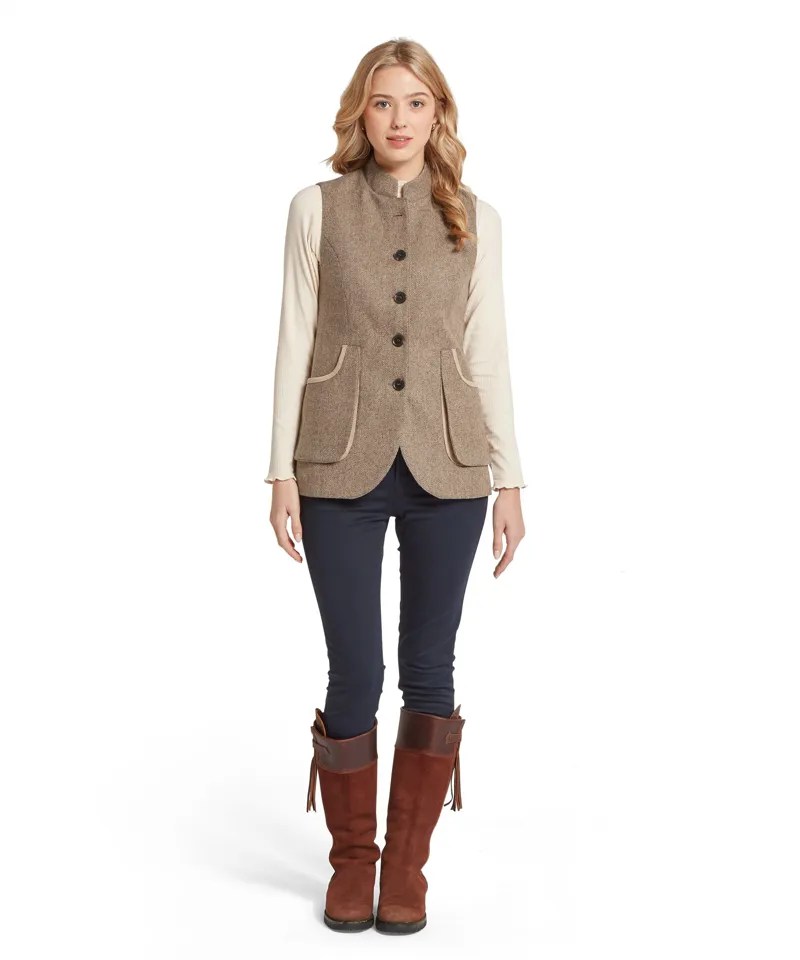 Schoffel Pennan Tweed Waistcoat - Cobblestone Herringbone Tweed-3