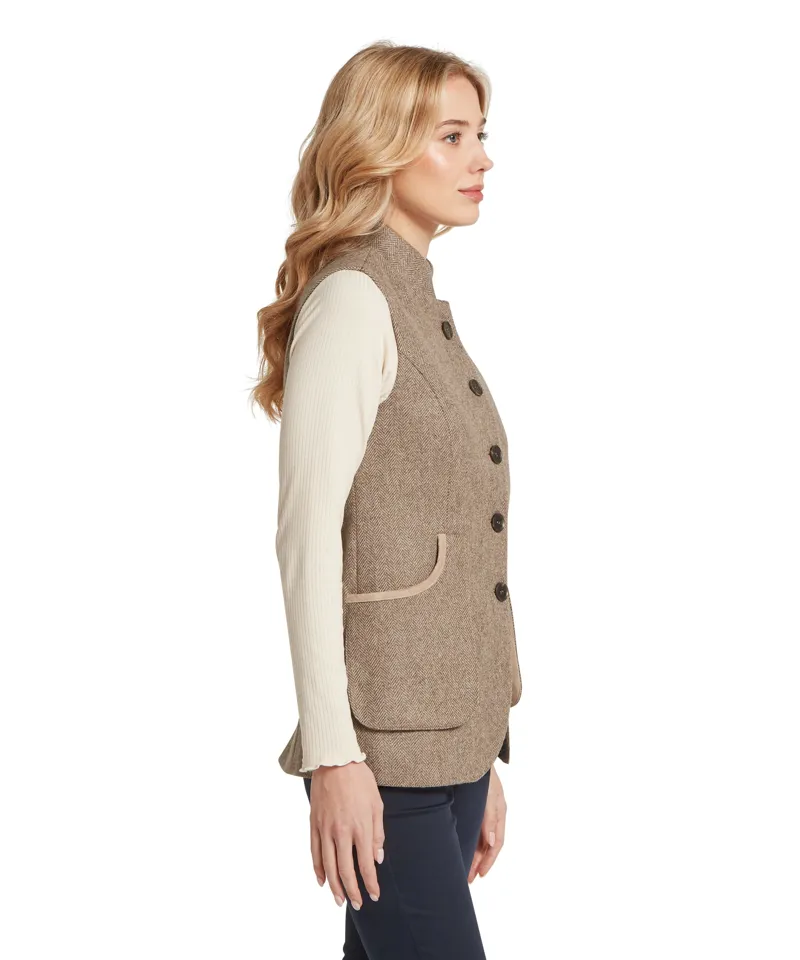 Schoffel Pennan Tweed Waistcoat - Cobblestone Herringbone Tweed-4
