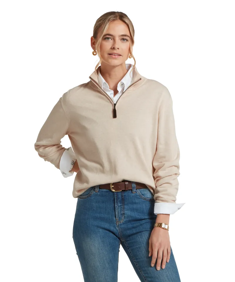 Schoffel Polperro Pima Cotton Quarter Zip - Oat