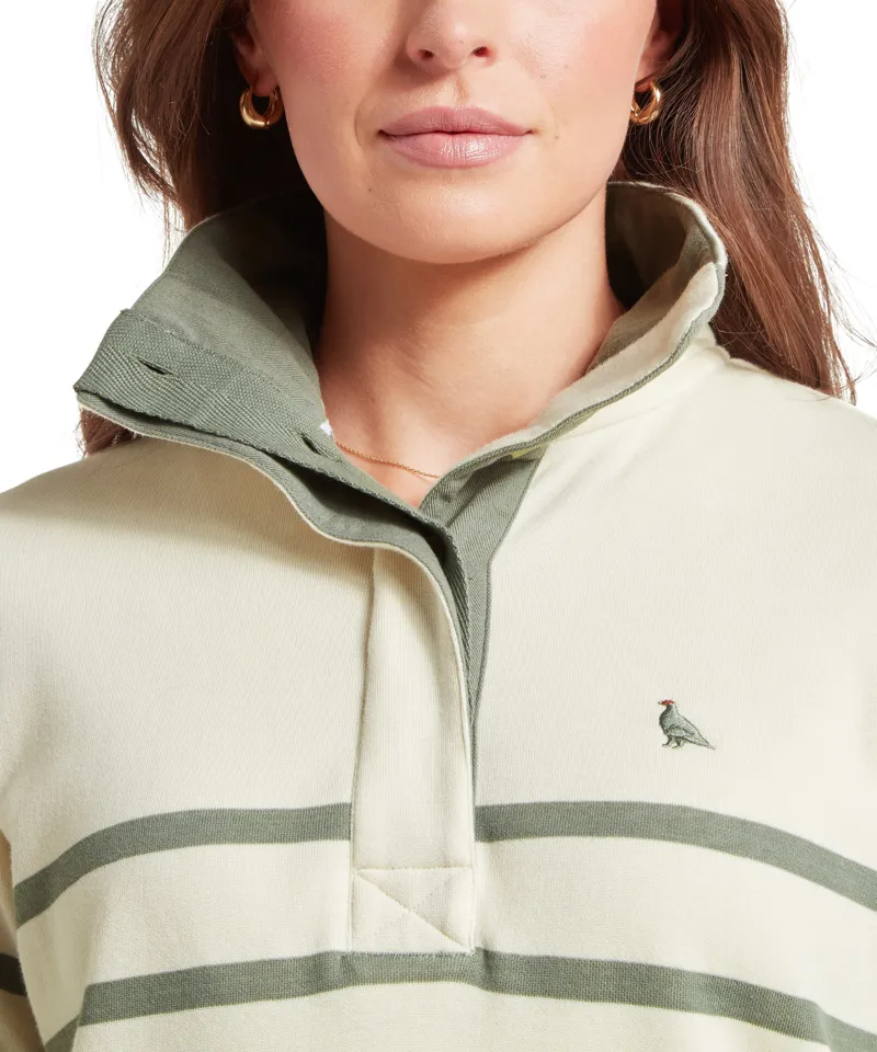 Schoffel Sandown Sweatshirt - Pale Stone/Agave Green Stripe-4