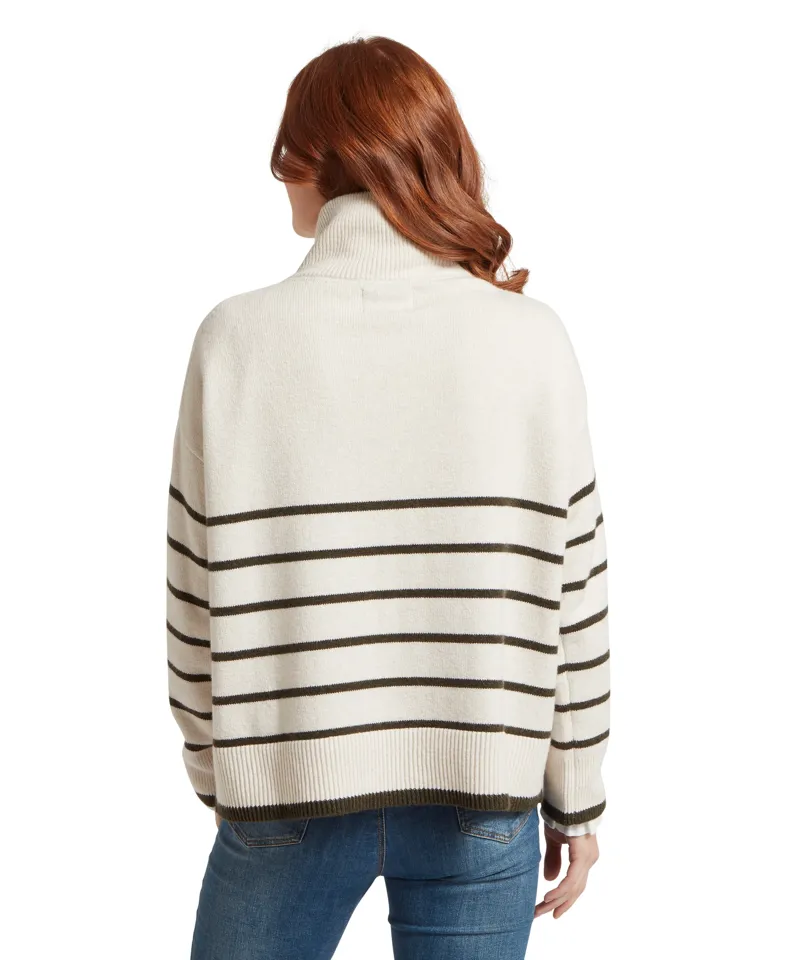 Schoffel Sandsend Quarter Zip Jumper - Soft White/Loden-3