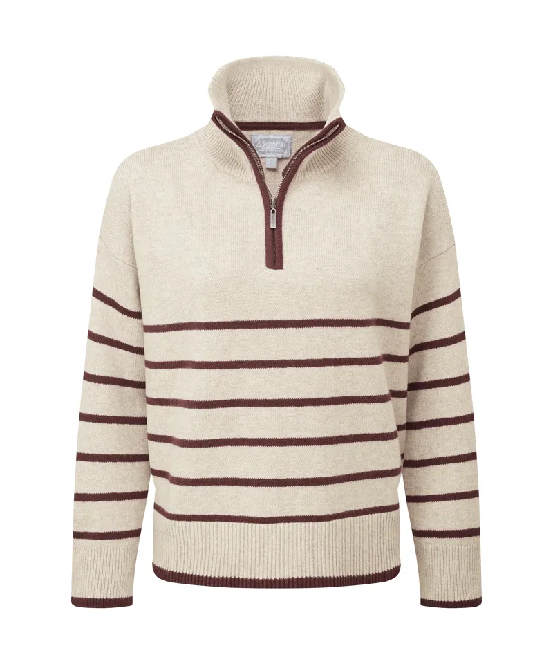 Schoffel Sandsend Quarter Zip Jumper - Oatmeal/Port-5