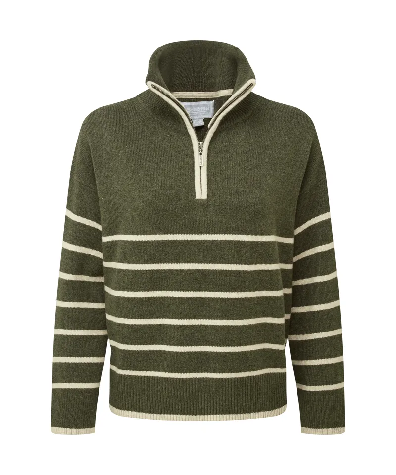 Schoffel Sandsend Quarter Zip Jumper - Loden/Oatmeal-5