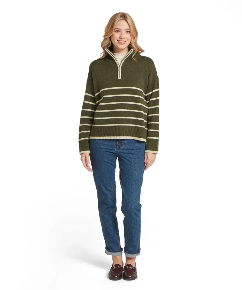 Schoffel Sandsend Quarter Zip Jumper - Loden/Oatmeal-4