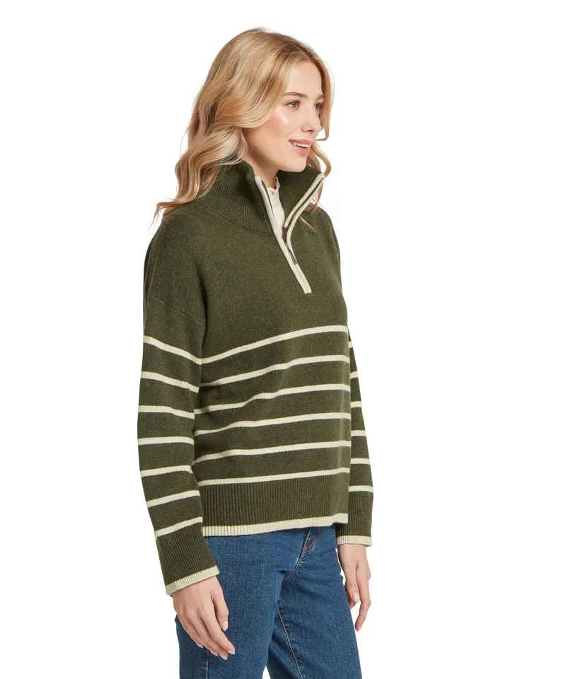 Schoffel Sandsend Quarter Zip Jumper - Loden/Oatmeal-3