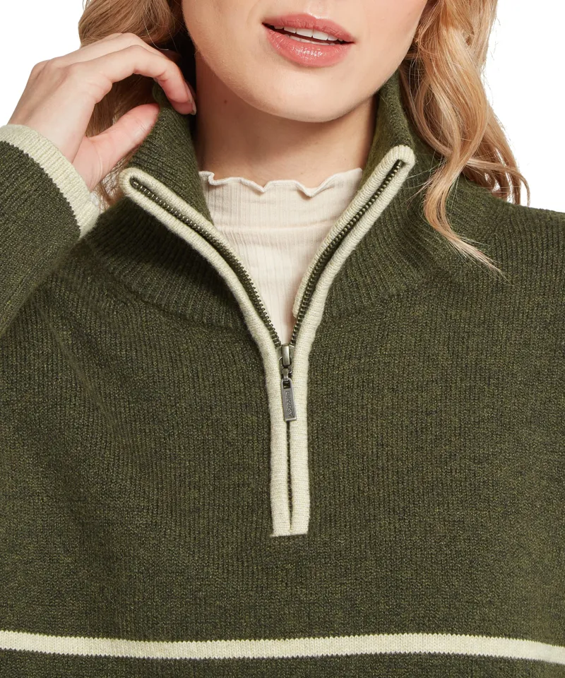 Schoffel Sandsend Quarter Zip Jumper - Loden/Oatmeal-1