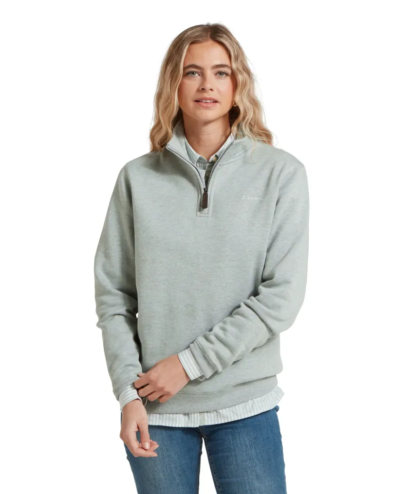 Schoffel Sennen Cove Quarter Zip Sweatshirt - Aqua Grey