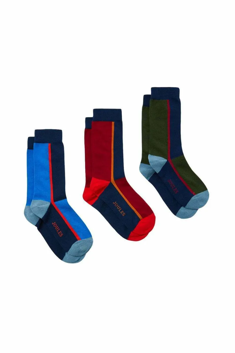 Joules Striking 3 Pack Socks - Multi Side Stripe