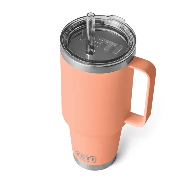 YETI Rambler 42 Oz Lowcounty Peach Straw Mug-1