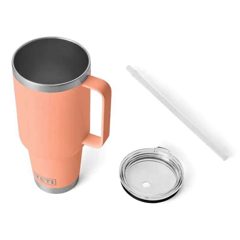 YETI Rambler 42 Oz Lowcounty Peach Straw Mug-2