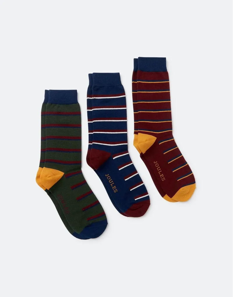 Joules Striking 3 Pack Socks - Stripe