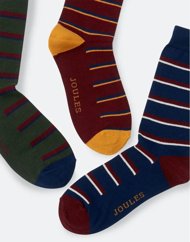 Joules Striking 3 Pack Socks - Stripe-1