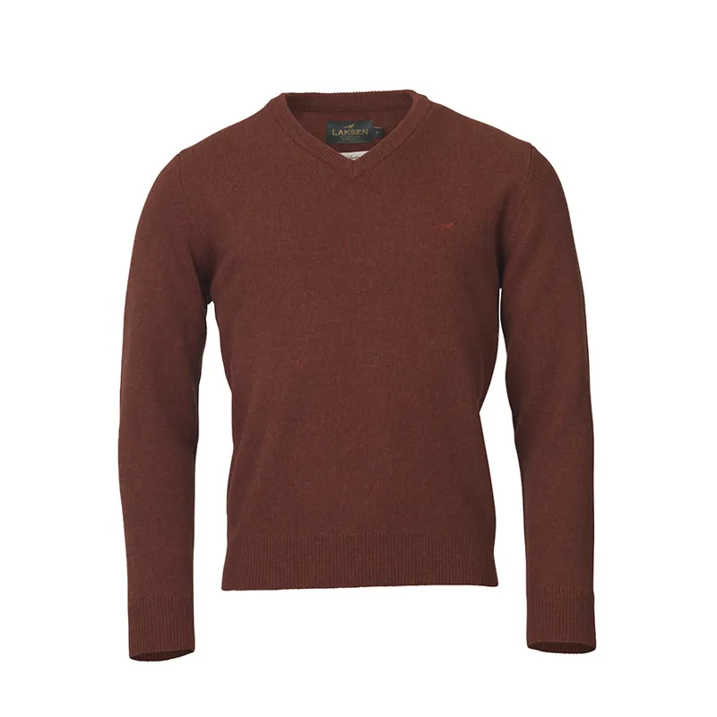 Laksen Johnston Rusty Lambswool V-Neck Jumper