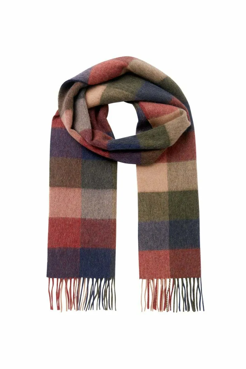 Joules Tytherton Gentlemans Red Multi Check Scarf-1